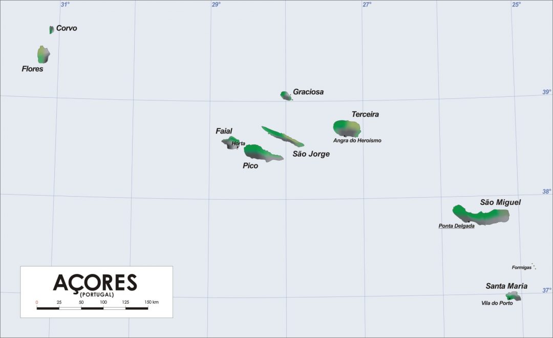 Карта Азорских островов
