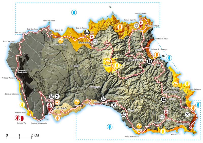 Карта маршрута по острову Санта-Мария